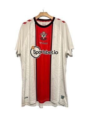 Hummel Mens Size XL White Red Southampton Away 2022 - 2023 Football Soccer Shirt